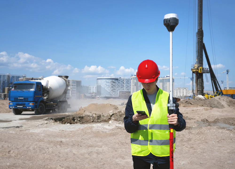 نقشه‌برداری زمینی با گیرنده GNSS در کارگاه عمرانی